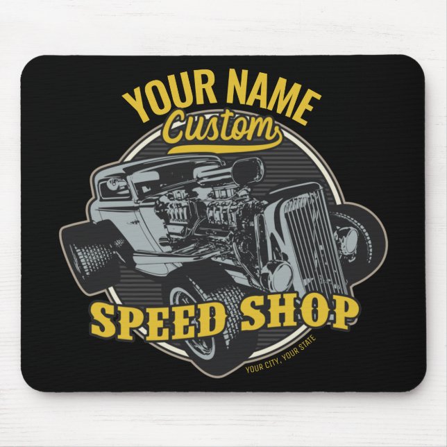 Personlig Hot rod Speed Shop Tävla Garage Musmatta (Framsidan)