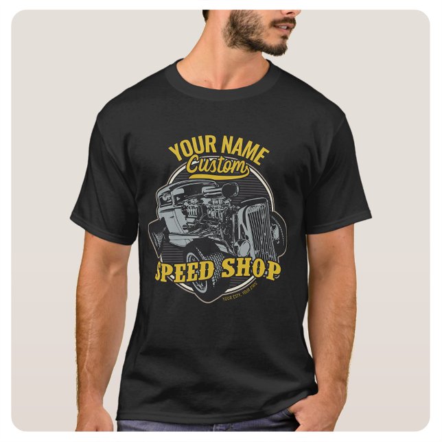 Personlig Hot rod Speed Shop Tävla Garage T Shirt (Skapare uppladdad)