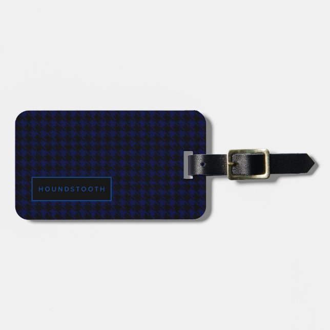 Personlig Houndstooth Blue Black Loggage Bagagebricka (Horisontell Framsida)