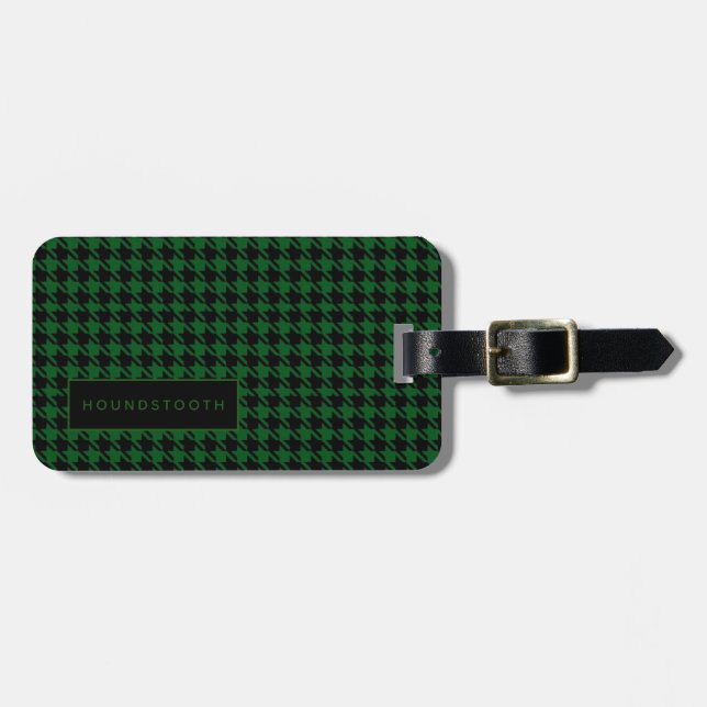 Personlig Houndstooth Grönt Black Loggage Bagagebricka (Horisontell Framsida)