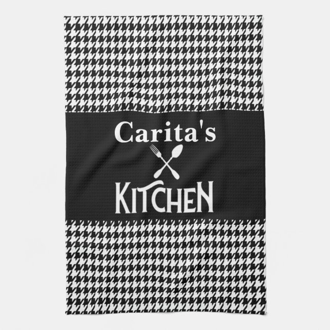 Personlig Houndstooth Mönster Kitchen Towel Kökshandduk (Vertikal)