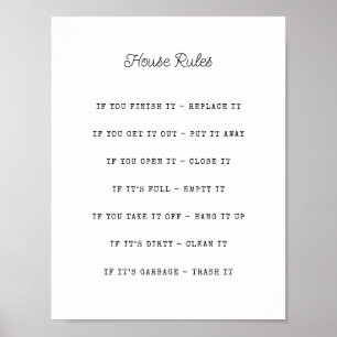 Personlig House Regler Poster
