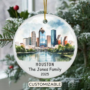 Personlig Houston Ornament, Texas Julgransprydnad Keramik