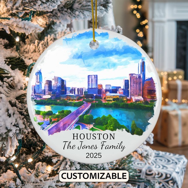 Personlig Houston Ornament, Texas-staten Julgransprydnad Keramik (Skapare uppladdad)