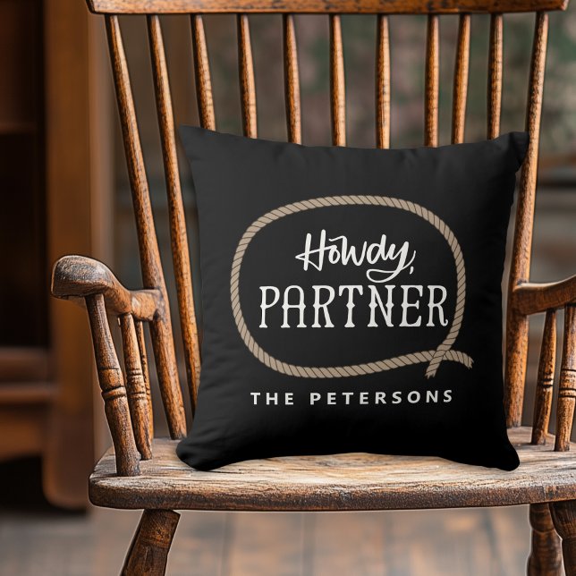 Personlig Howdy Partner Rope Cowboy Kudde (Skapare uppladdad)