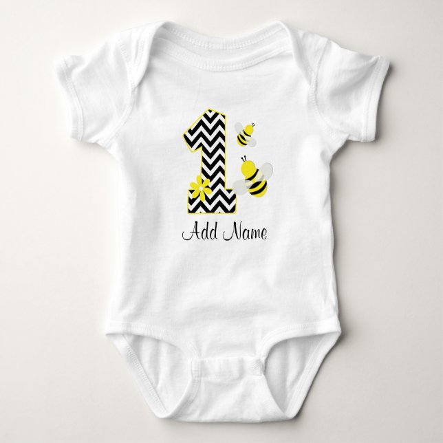 Personlig Humla 1:a födelsedagstjuven Chevron T-shirt (Framsida)