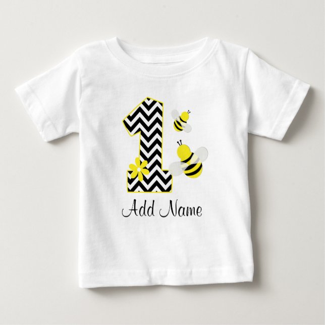 Personlig Humla 1:a födelsedagstjuven Chevron T-shirt (Framsida)