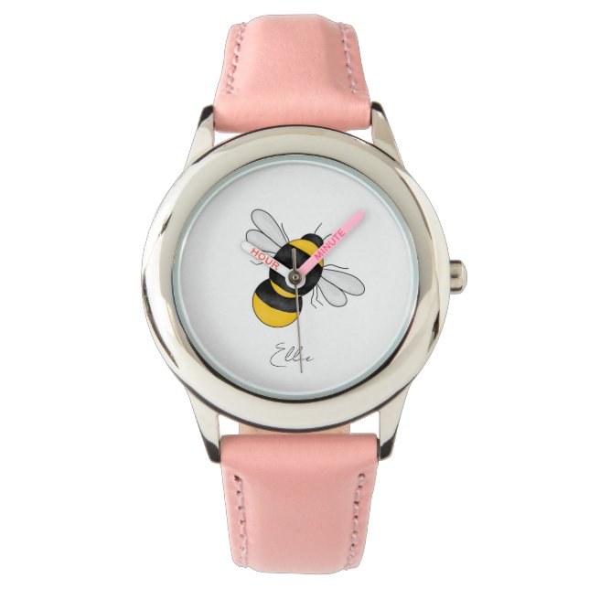 Personlig Humla-barn, rosa klockan Armbandsur (Framsida)
