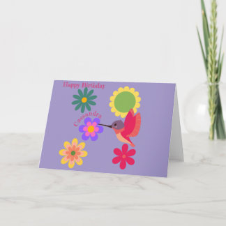 Personlig Hummingbird and Flowers Card Tack Kort