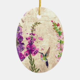 Personlig Hummingbird and Flowers jul Julgransprydnad Keramik