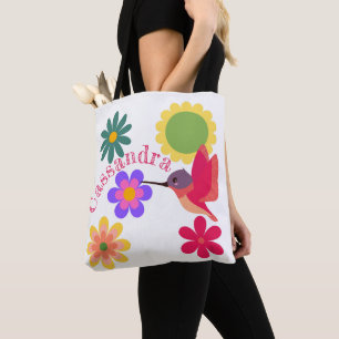 Personlig Hummingbird and Flowers Tygkasse