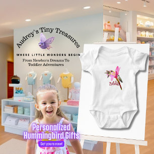 Personlig Hummingbird Baby Bodykostym T Shirt