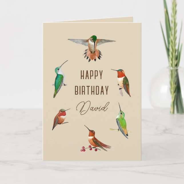 Personlig Hummingbird Birthday Card Kort (Framsida)