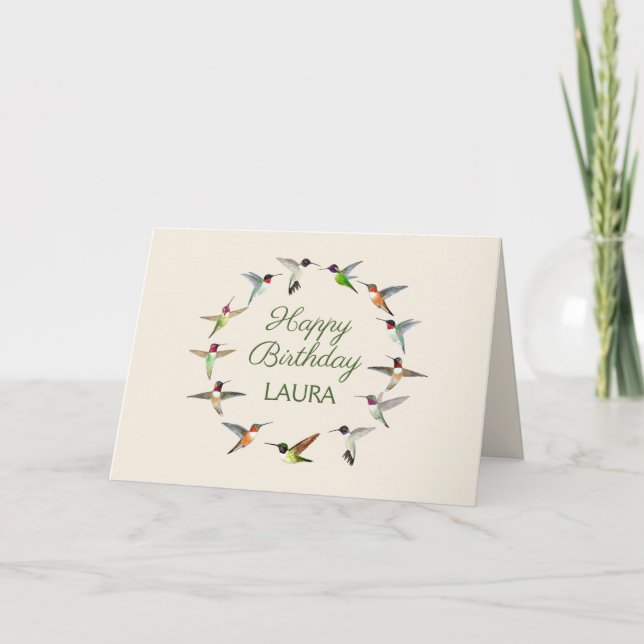 Personlig Hummingbird Grattis på födelsedagen Card Kort (Framsida)