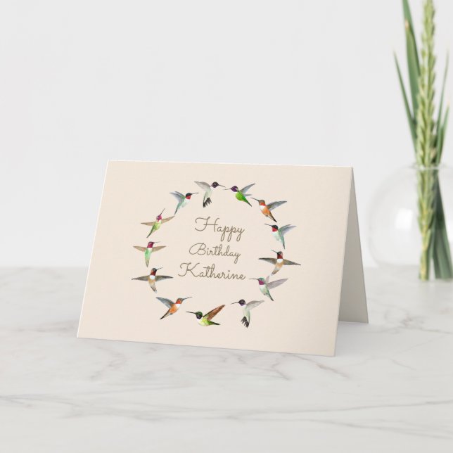 Personlig Hummingbird Grattis på födelsedagen Kort (Framsida)