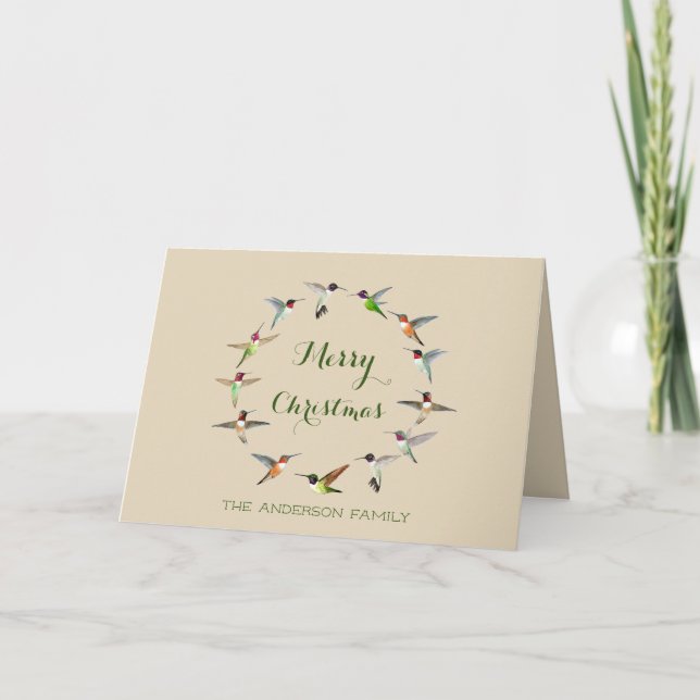 Personlig Hummingbird Jul Kort (Framsida)