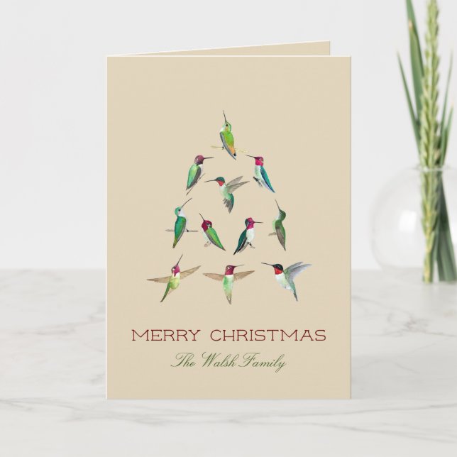Personlig Hummingbird Julgran Card Kort (Framsida)