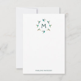 Personlig Hummingbird Note Card Tack Kort