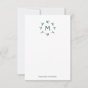 Personlig Hummingbird Note Card Tack Kort