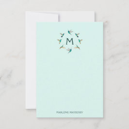 Personlig Hummingbird Note Card Tack Kort