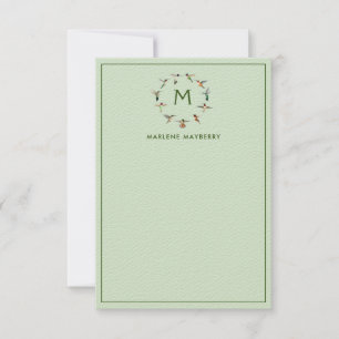 Personlig Hummingbird Note Card Tack Kort