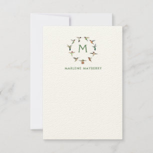 Personlig Hummingbird Note Card Tack Kort