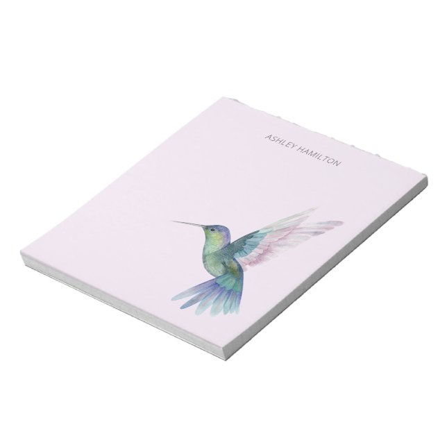 Personlig Hummingbird Watercolor Anteckningsblock (Roterad)