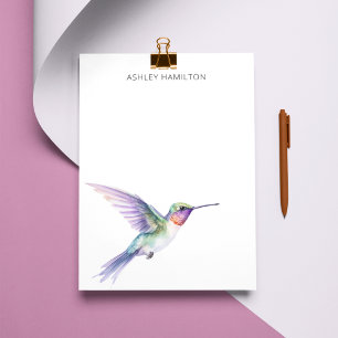 Personlig Hummingbird Watercolor Anteckningskort