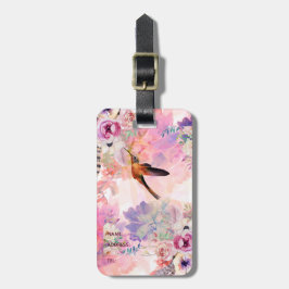 Personlig Hummingbird Watercolor Luggage Tag Bagagebricka