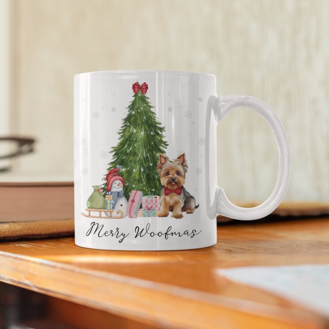 Personlig Hund älskare Mugg - Perfekt Helgdag Gift (Yorkie Christmas Mug, Merry Woofmas Mug, Personalized Yorkshire Terrier Mug, Cute Dog Lover Holiday )