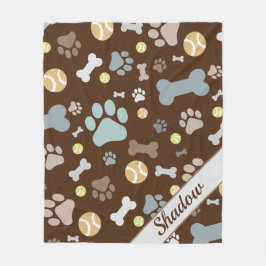 Personlig Hund Bone Brown Fleece Blanket