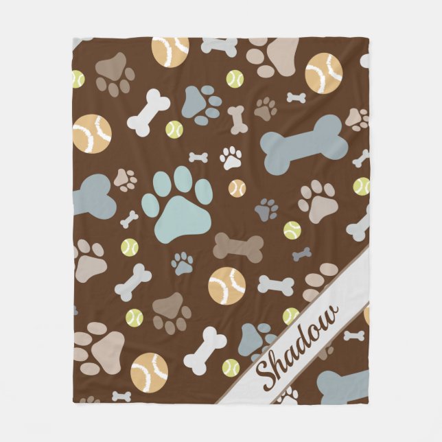 Personlig Hund Bone Brown Fleece Blanket (Framsidan)