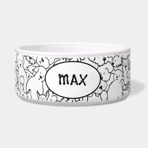 Personlig Hund Bowl med Hund Doodle Design