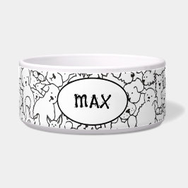 Personlig Hund Bowl med Hund Doodle Design