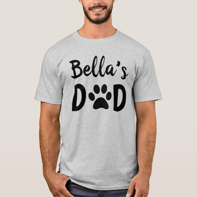 Personlig Hund Cat Pappa med Pet Namn Far Gift T Shirt (Framsida)