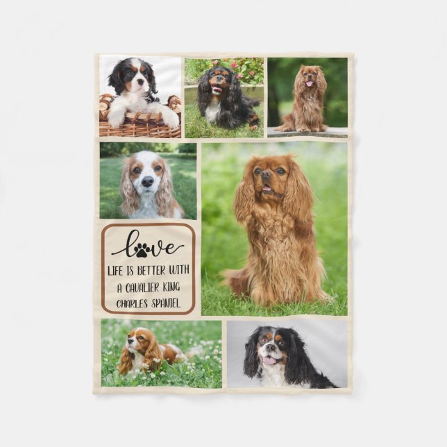 Personlig Hund, Cavalier Kung Charles Spain Fleecefilt (Framsidan)