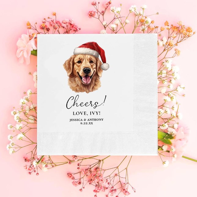 Personlig Hund Cheers för Jul Golden Retriever Pappersservett (Skapare uppladdad)