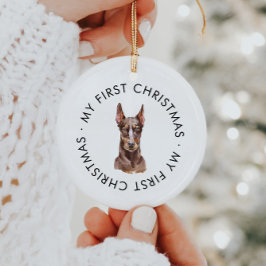 Personlig Hund Doberman Min första jul Julgransprydnad Keramik