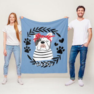 Personlig Hund Female Bulldog Fleecefilt