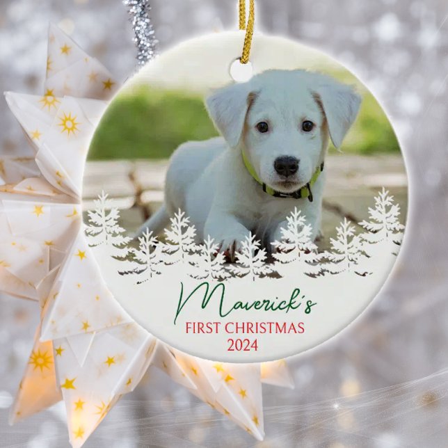 Personlig Hund första jul Julgransprydnad Keramik (Skapare uppladdad)