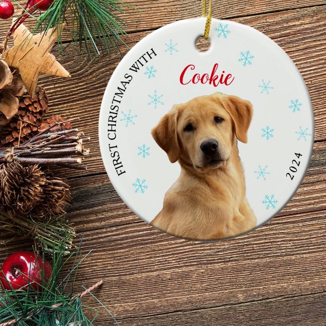 Personlig Hund Foto Första jul Julgransprydnad Keramik (Skapare uppladdad)
