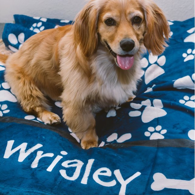 Personlig Hund Gift Tass avtryck för Hund Pappor Fleecefilt (BEST DOG GIFT EVER! Personalized cozy dog blankets. Select your fave color and add your pups name.)