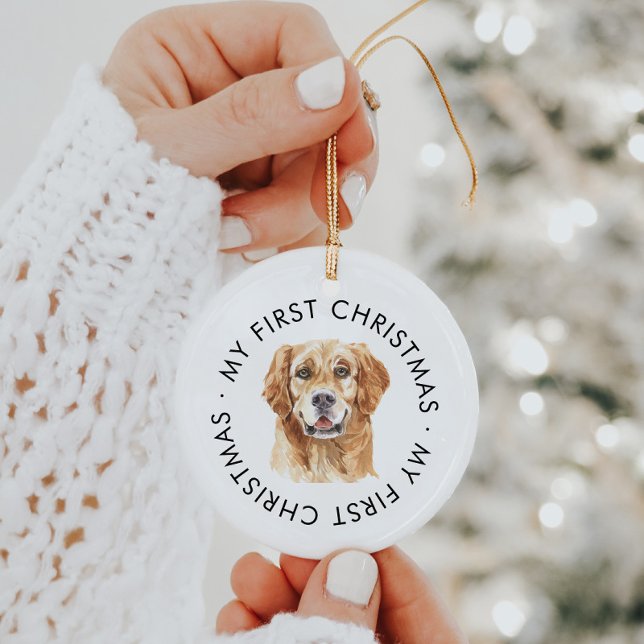 Personlig Hund Golden Min första jul Julgransprydnad Keramik (Skapare uppladdad)