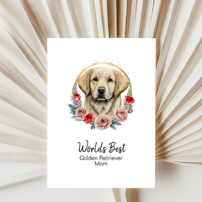 Personlig Hund Golden Retriever Mors dag Helgkort (All text is editable - personalize further with message inside / delete for a hand-written greeting)