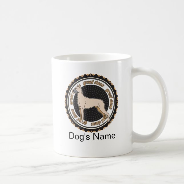 Personlig Hund Great dane med Namn Kaffemugg (Höger)