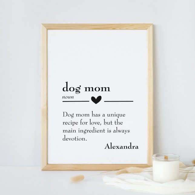 Personlig Hund Mamma Definition Poster (Personalized Dog Mom Definition Poster)