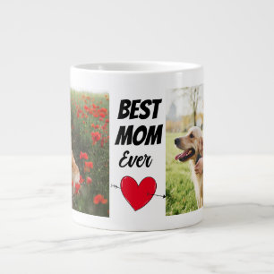 Personlig hund mamma två foton och text jumbo mugg