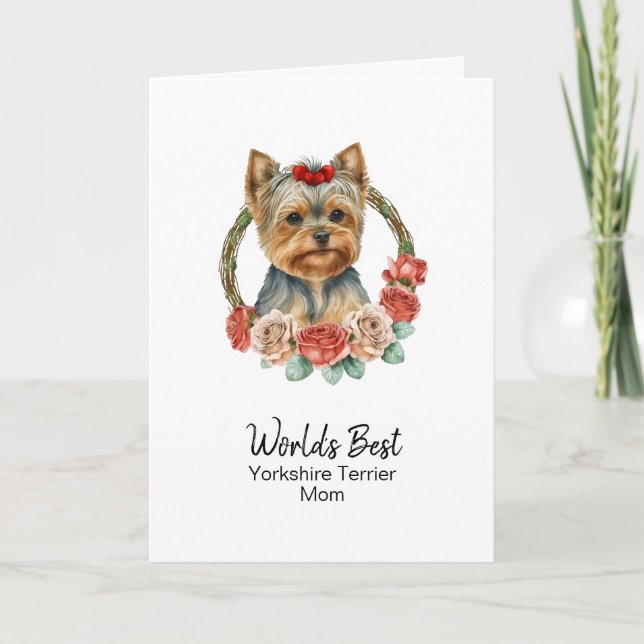 Personlig Hund Mamma Yorkshire Terrier Mors dag Helgkort (Framsida)