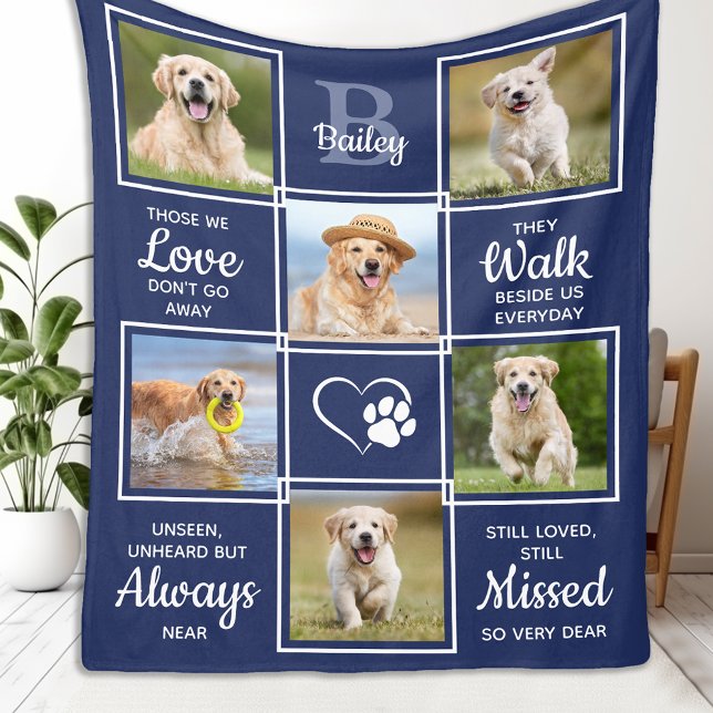 Personlig Hund Memorial Gift - Pet Photo Collage Fleecefilt (Skapare uppladdad)