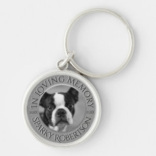 Personlig Hund Memorial Rund Silverfärgad Nyckelring